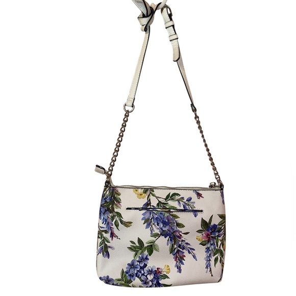 DANA BUCHMAN Faux Leather Floral Patterned Crossbody Shoulder Bag White & Purple - Picture 2 of 7